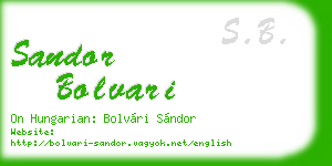 sandor bolvari business card